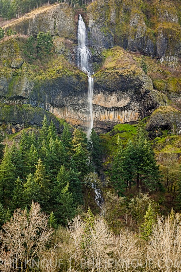 Mist Falls waterfall drops 400 feet over rugged basalt cliffs (Philip A. Knouf)