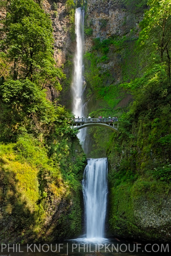 Summer solstice lights Multnomah Falls for a rare view of the usually shaded falls (Philip A. Knouf)